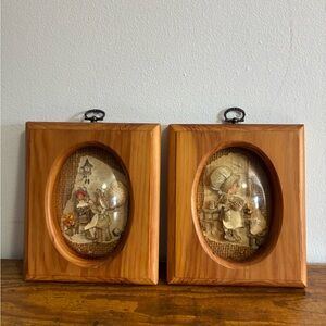 Vintage Holly Hobbie Set of 2 Wooden Shadow Box Wall Art